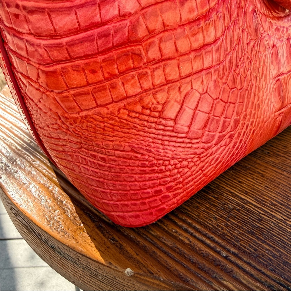 Brahmin Punchy Coral Melbourne Croc Duxbury Satchel - Picture 5 of 15